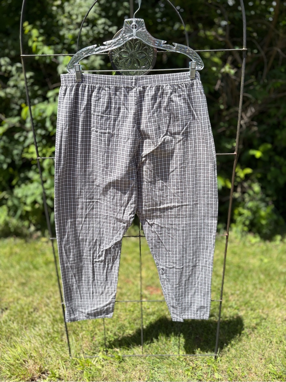 Puritan Gray Plaid Elastic Waist Lounge Sleep Pants 100% Cotton Men's Large Soft - Picture 10 of 14